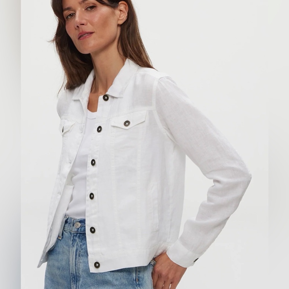 Michael Stars Jean Linen Jacket - white - size XS - Picture 2 of 8